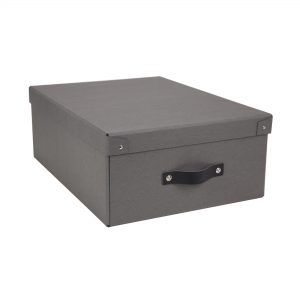Bigso Box of Sweden Juego de 2 cajas redondas con tapa – Cajas organizadoras para ropa juguetes – Cajas de almacenaje decorativas de tablero de fibras y papel con aspecto de lino – azul etc