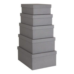 Set of 4 Grey Round Nesting Gift Boxes With Lids 
