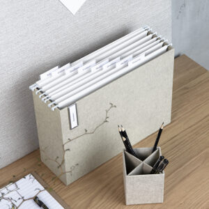 système de rangement en panneau de fibres et papier effet lin – beige 7892C5501N casiers de rangement empilables pour lettres Bigso Box of Sweden lot 2 corbeilles à courrier pour bureau documents 